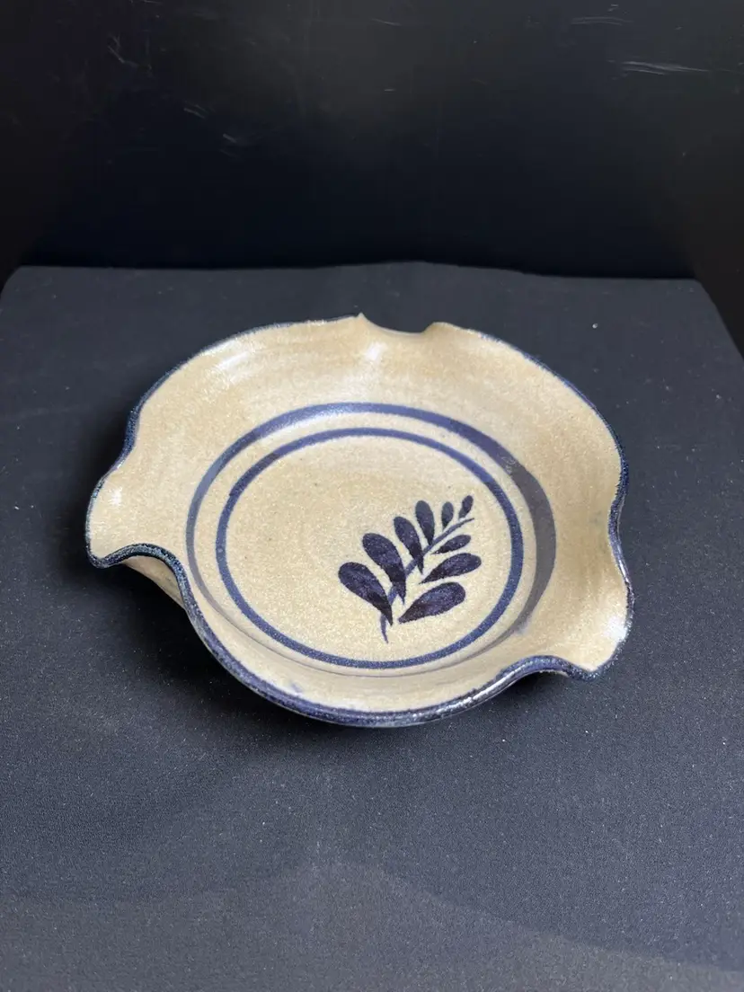 Dark Blue Pottery Dish-Ruffled Rim That You May Pour From-Lot 48