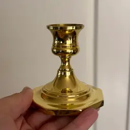 Vintage Brass Short Octagonal Base Candlestick