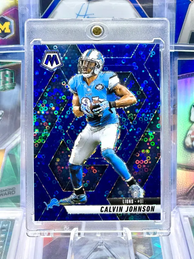 Calvin Johnson Jr. 2025 Mosaic COLOR MATCH /99 Blue No Huddle Disco Prizm Detroit Lions