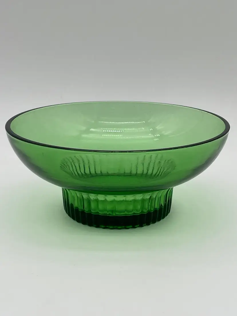 Vintage A.L. Randall Co 1960s Green Bowl With Ribbed Collar Base