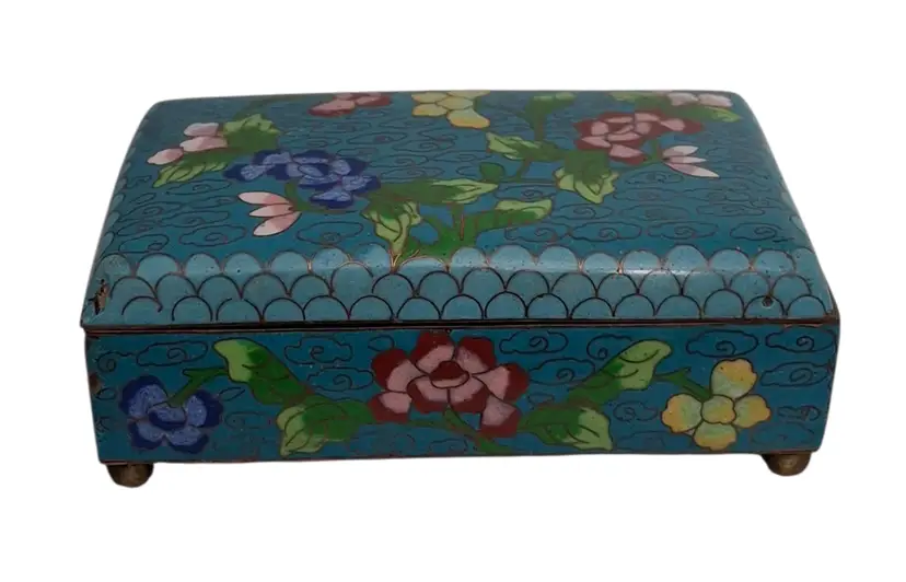 Antique Chinese Cloisonne Jewelry, Trinket or Cigarette Box