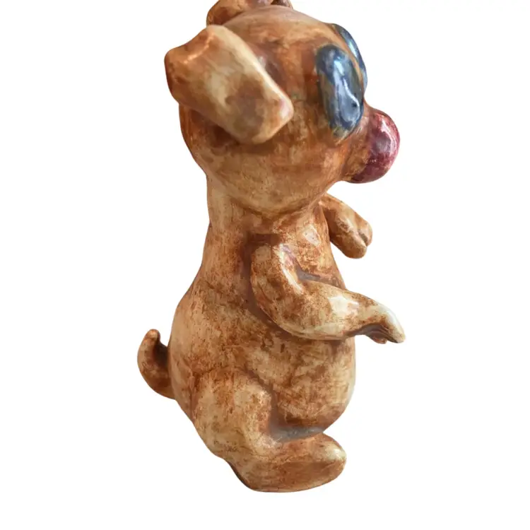 Blue Eyed Pottery Dog Signed