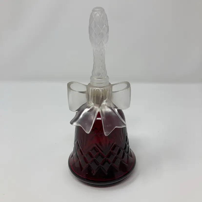 Vintage Avon Ruby Red Glass Bell With Bow Perfume Bottle! 6 1/2” Tall!