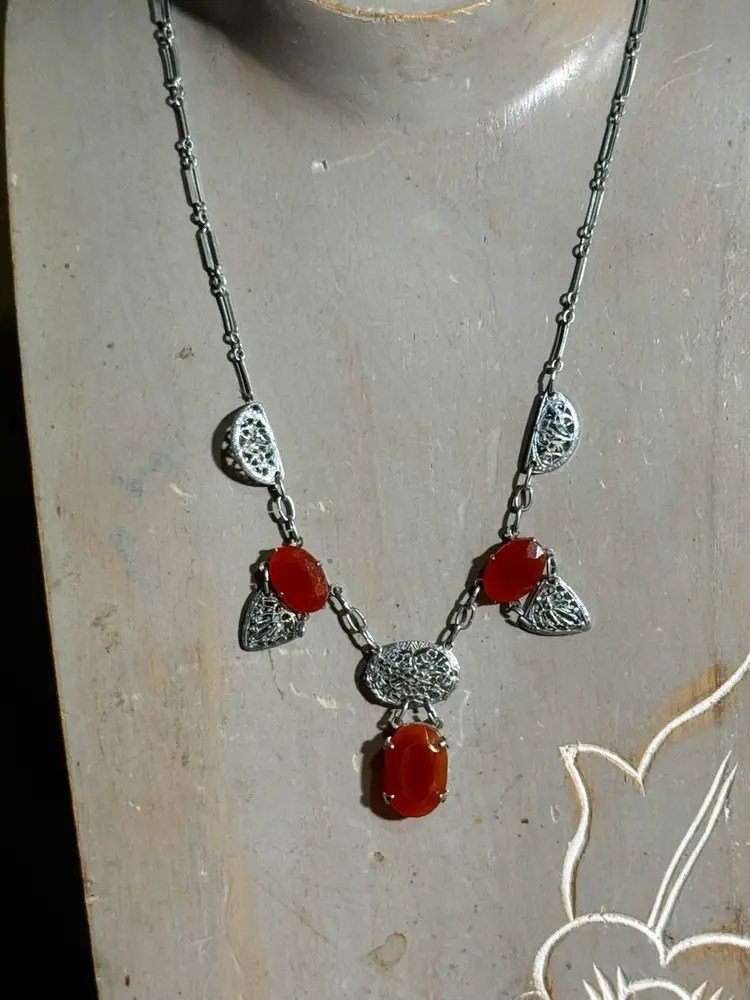 Antique 1920’s Art Deco Carnelian Necklace