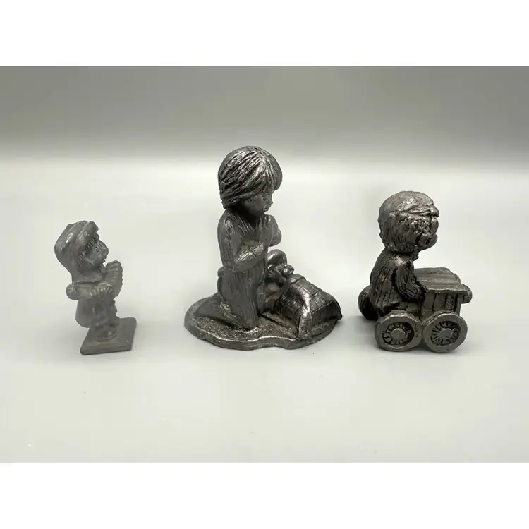 Mini Pewter Figurines Set 3 Vintage Royal Ricker Bartlett Gift Of Love Boy Car