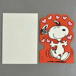 Vintage Hallmark Snoopy Valentine Die Cut Greeting Card Peanuts Hearts Love