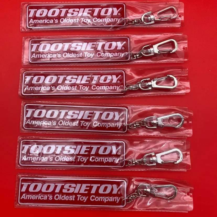 TootsieToy America's Oldest Toy Company Lot of 6 Red Metal Keychains - Y2K NOS