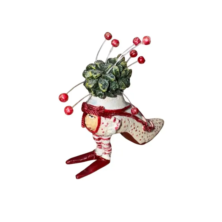 Vintage Department 56 Christmas Krinkles Pink Shoe Man Ornament ~ Patience Brewster