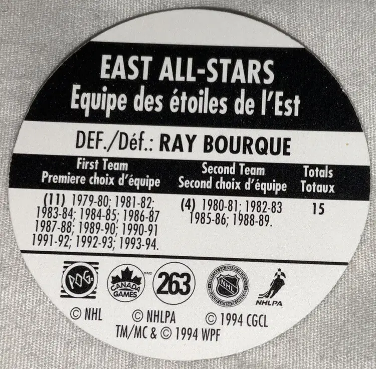 Ray Bourque Hockey Card 1994-95 Canada Games NHL POGS (base)