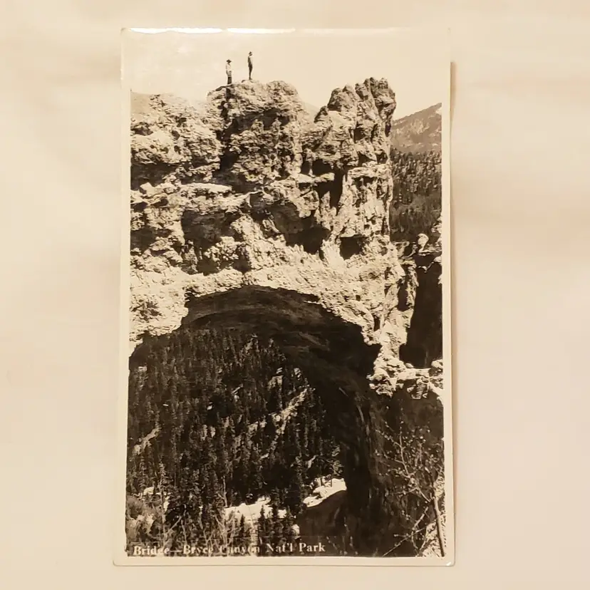 Postcard BRYCE CANYON National Park Utah BRIDGE Unused B & W 5 1/2" Vintage