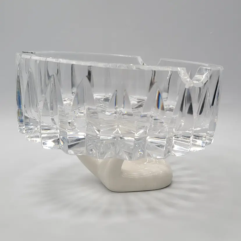 1960s Goebel Cut Crystal Ashtray • 6" • Rare • Stamped With Logo • Discontinued