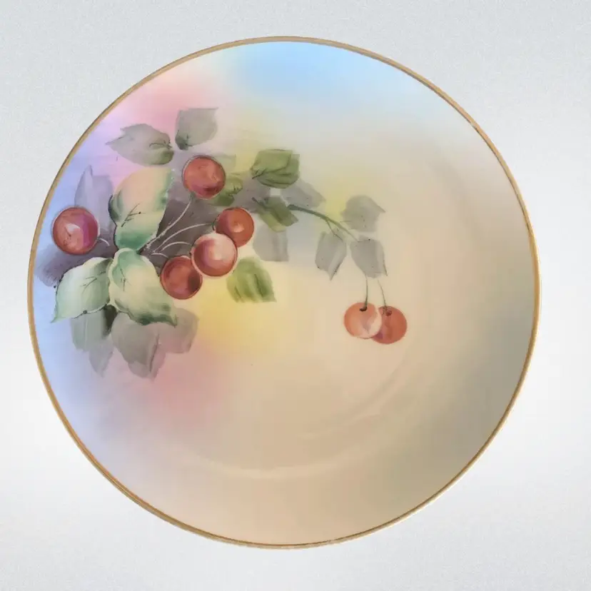 Antique Nippon Plate Hand Painted Cherries 8”