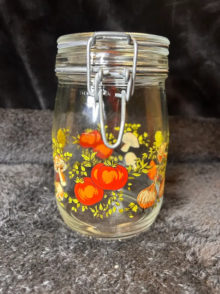 Vintage Arc Niveau de Remplissage Snap Lid Jar Veggie Design Made In France