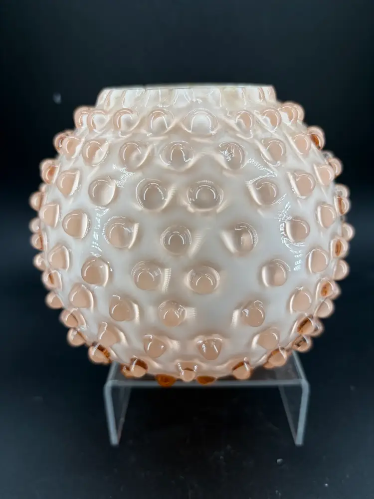 VINTAGE FENTON PEACH OPALESCENT HOBNAIL GLASS VASE