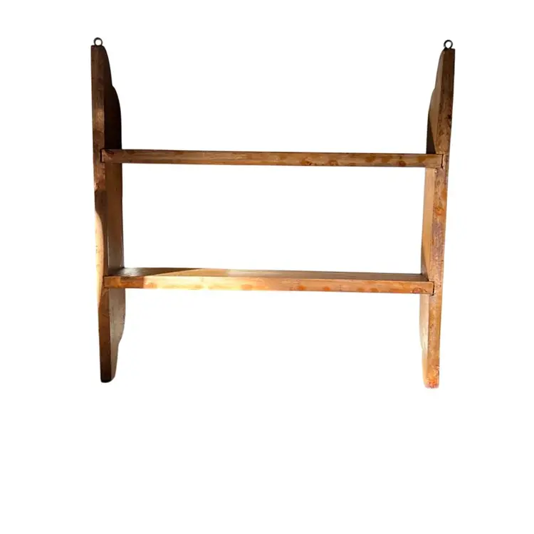 Vintage Wood 2 Shelf Eyehook Hanger 12.5” c 12”