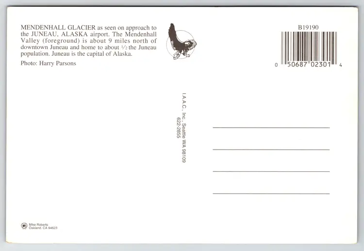 Postcard Aerial View of Mendenhall Glacier on Approach to Juneau Alaska Airport