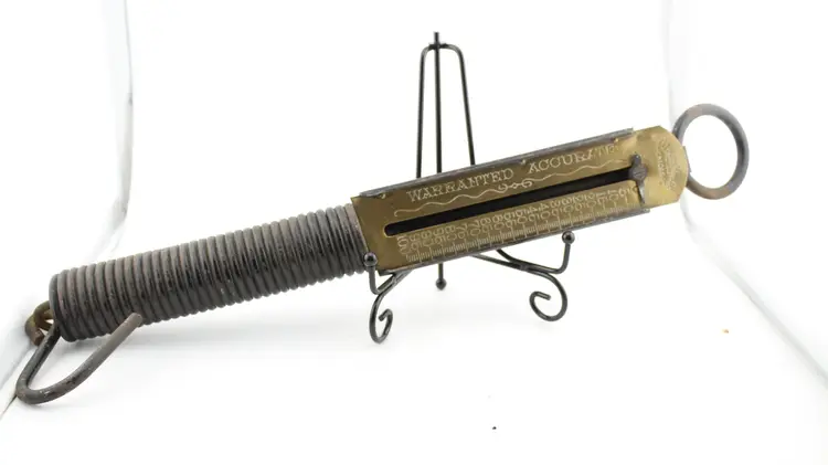Antique Pelouze Mfg. Co. Chicago 100# Hanging Brass Front Scale