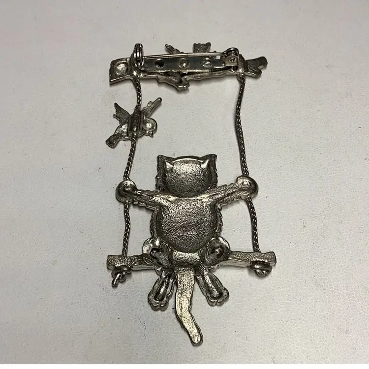 Cat On Swing Brooch 2.5”