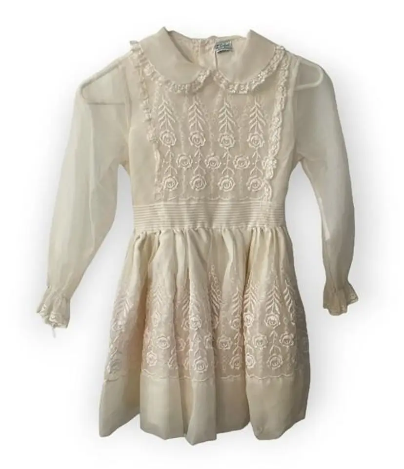 Vintage Off White L. Enfant girls Dress Sz 7 EUC