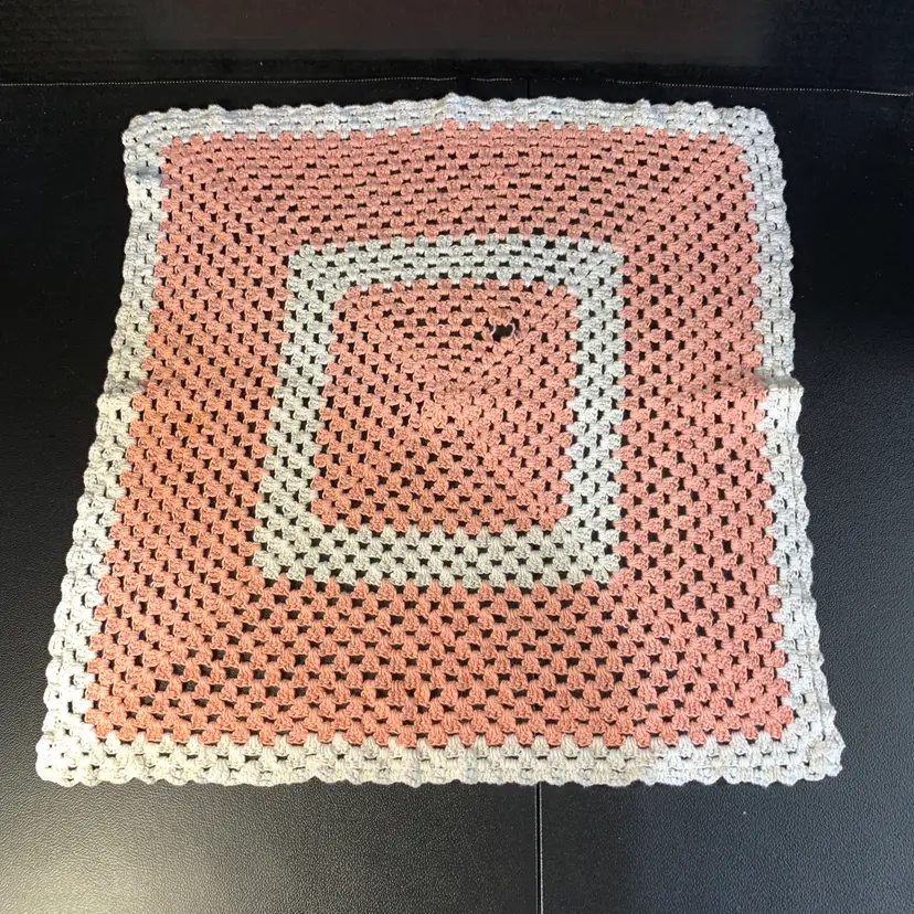 Pink & White Square Doily
