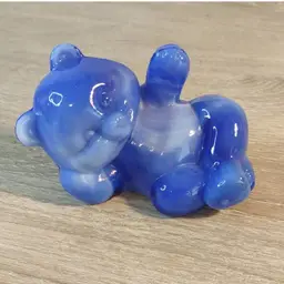 Fenton Blue Swirl 50th Anniversary Reclining Bear