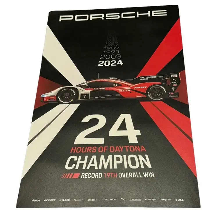 2024 Porsche 963 24 Hours of Daytona Showroom Advertising Poster 19th Win Boss