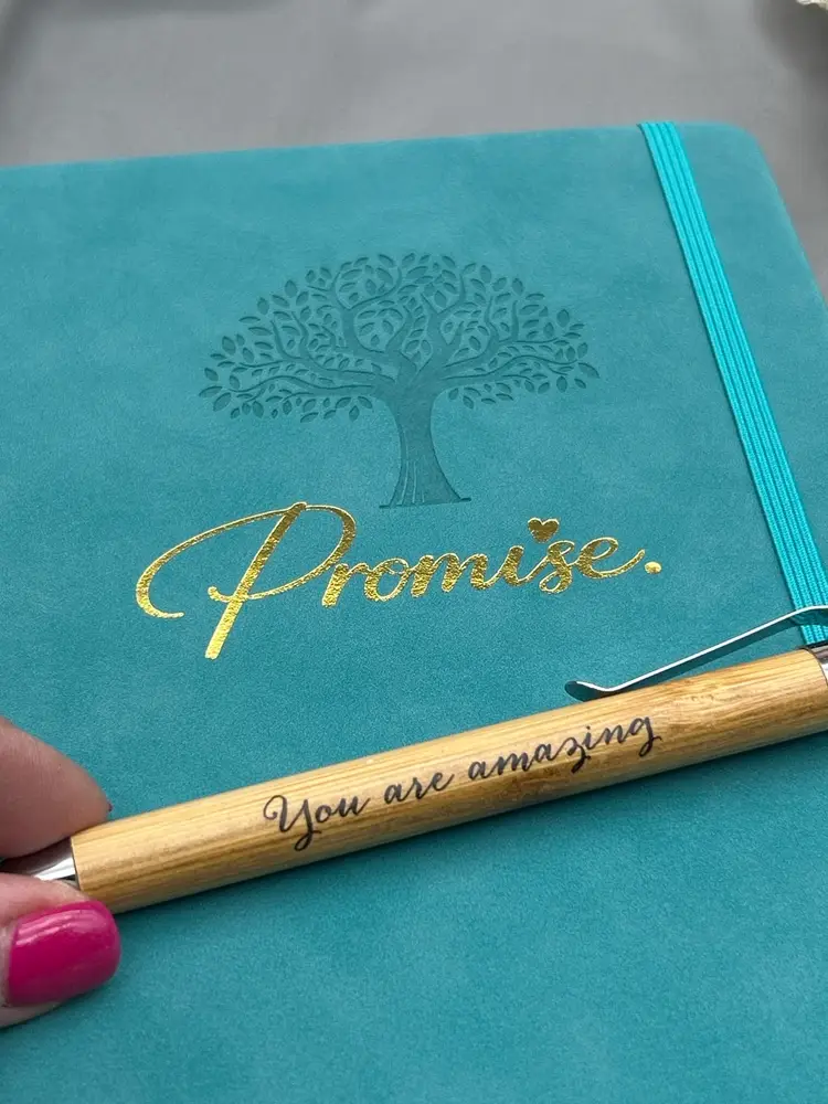 Promise Collection Teal Green  Leather Bound Journal with Bamboo Pen – Lined Pages, Elastic Closure, Tree of Life Cover, 8 1/4” x 6”