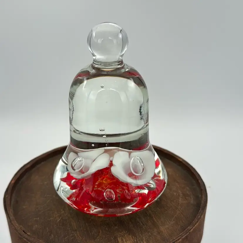 Joe St Clair Red & White Flower Christmas Bell - 4”