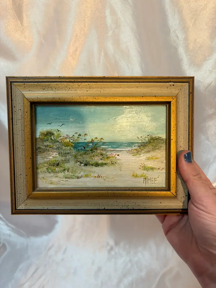 Signed Framed Oil Painting Beach Landscape Gallery Wall Ready 8” x 6”