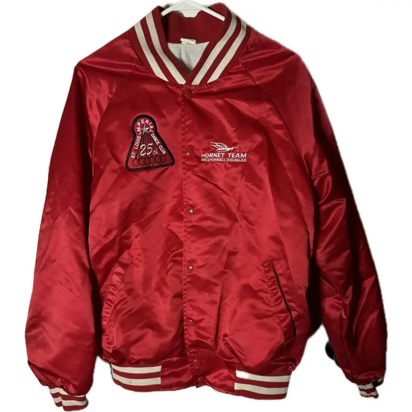 F/A 18 Hornet McDonnell Douglas Dance Club Hall Jacket VTG Large Members Only 25