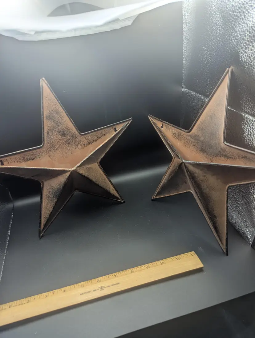 Rustic Metal Barn Star Wall Pocket Decor Set Of 2