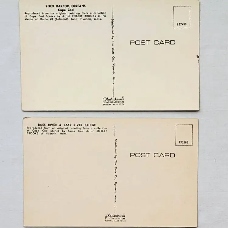 Set of 2 Cape Cod Postcards – Robert Brooks Art – Plastichrome