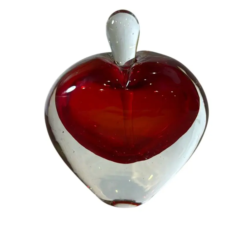 “The Heart Of Christmas” Vintage Art Glass Perfume Bottle - 5”