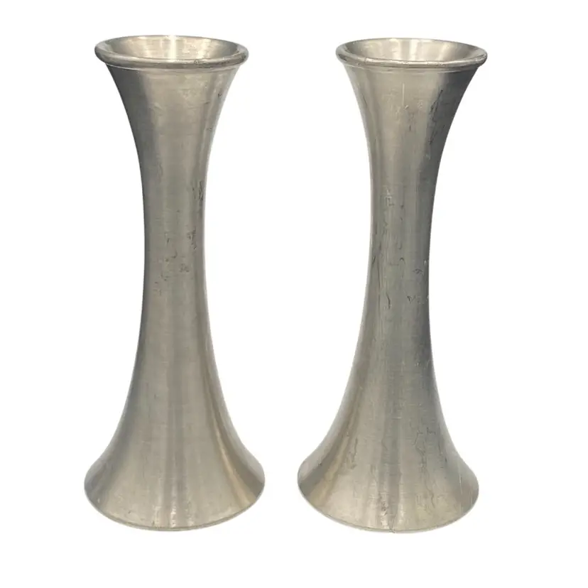 2 Vintage Hagness Pewter (Norway) MCM 1950s Taper Candlestick Holders, EUC