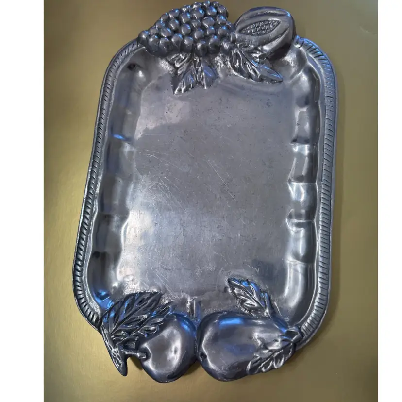 Heavy Silver Metal Serving Tray