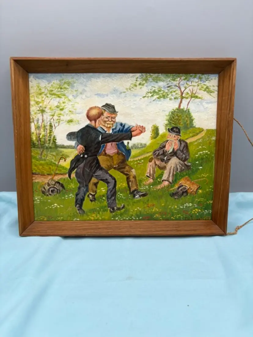 Otto Quante German Hobo Dance 11" X 9" Oil Painting