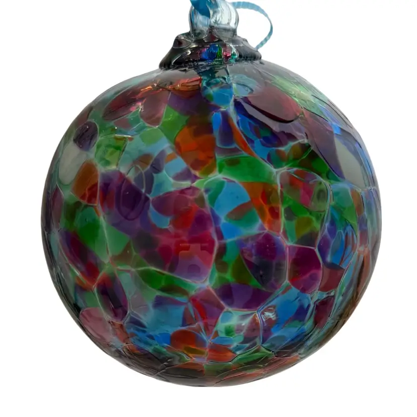 Hand Blown Art Glass/Ball Ornament/Orb/Sun Catcher Aqua•Red•Purple•Green
3.89”