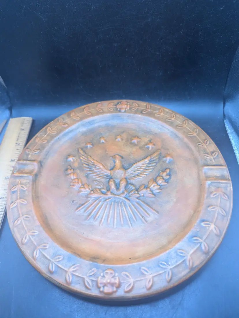 Vintage 1969 Hobbyist Ceramic Eagle Ashtray Signed Dated