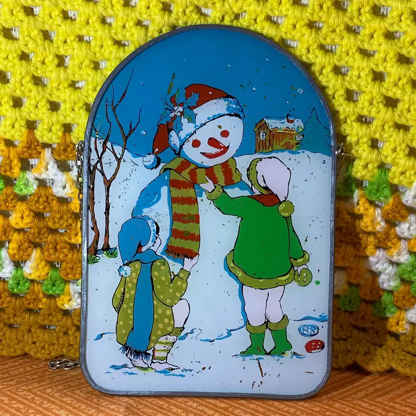 Glass Snowman Suncatcher 