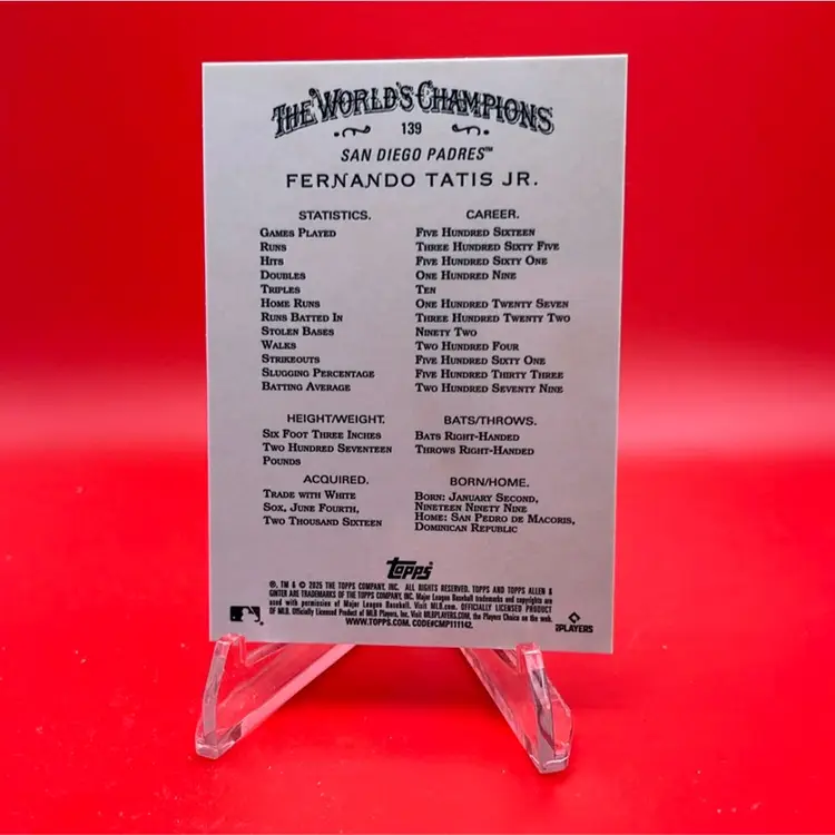 Fernando Tatis Jr 2025 Topps Allen & Ginter Purple Chrome  66/75  San Diego Padres
