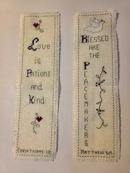 New Lot Of Two Handmade Cross-stitched Religous Bookmarks