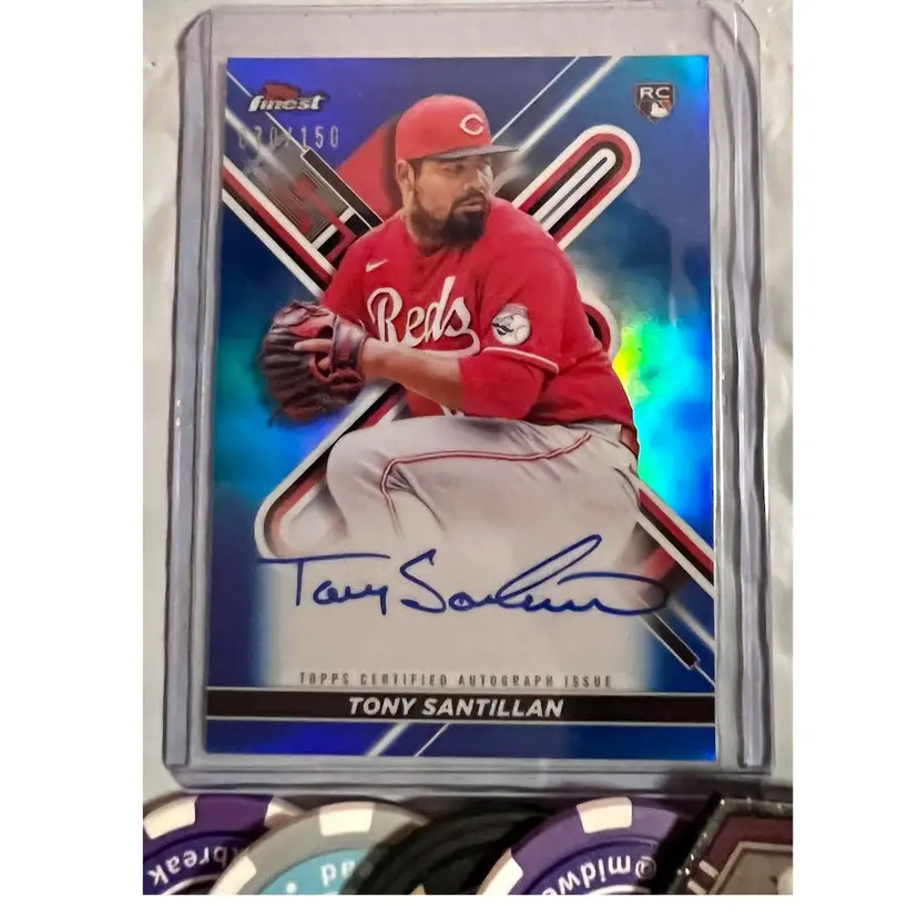 Cincinnati Reds - TONY SANTILLAN RC 2022 TOPPS FINEST AUTOGRAPH /150 BLUE REFRACTOR ROOKIE AUTO