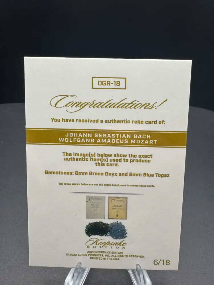 2023 Keepsake Premium Edition #DGR-17 Dual Gem Relic Mozart/Beethoven #6/18