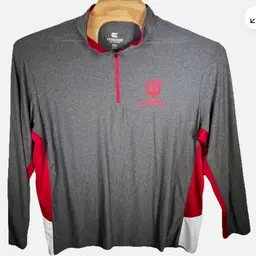 Colosseum 2XL, Indiana University Hoosiers, 1/3 Zip Pull Over, Gray/Red/White