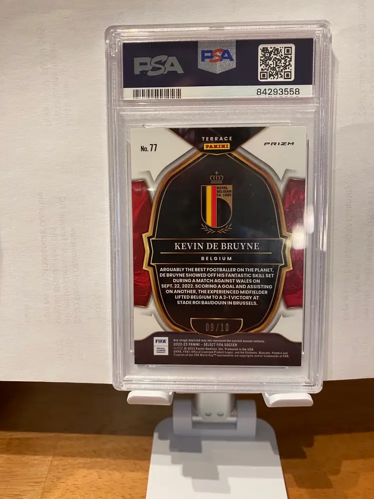 2022-23 PSA 10 Kevin De Bruyne Panini Select Fifa Gold Wave Prizm /10