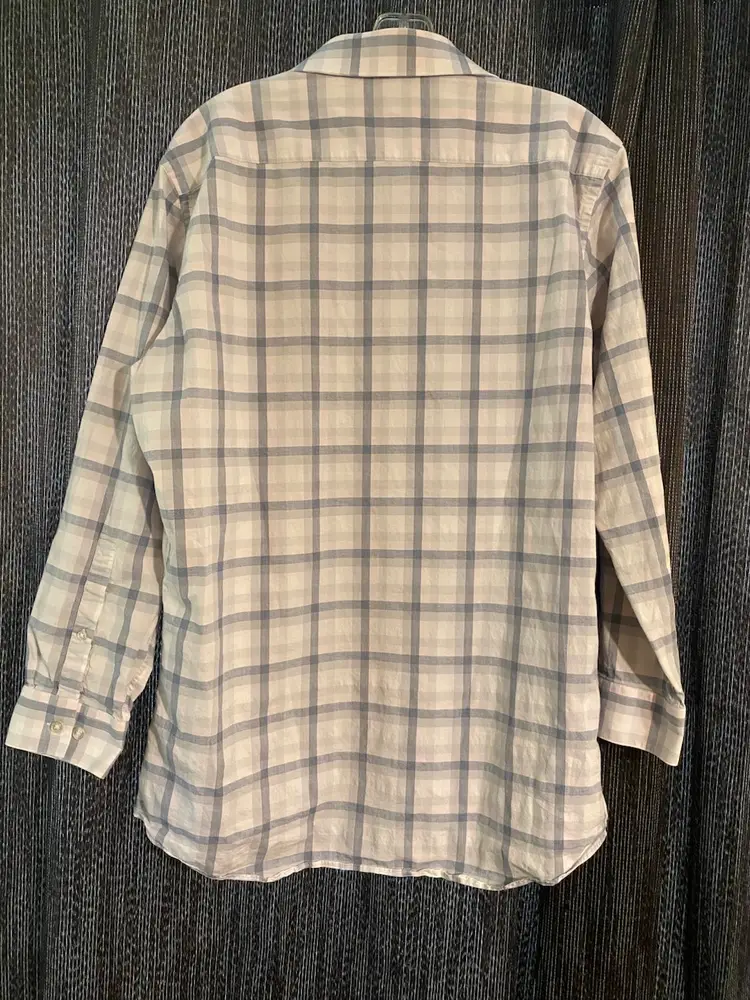 Apt. 9 Men's Large Slim Fit Premier Flex White Plaid Long Sleeve Dress Shirt