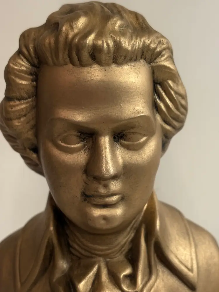 Mozàrt Ceramic Bust Brass Color 8 Inches