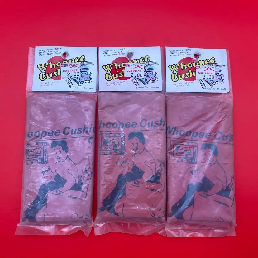 Whoopee Cushions Lot of 3 Vintage Fart Noise Toys - Sealed 1970's New Old Stock