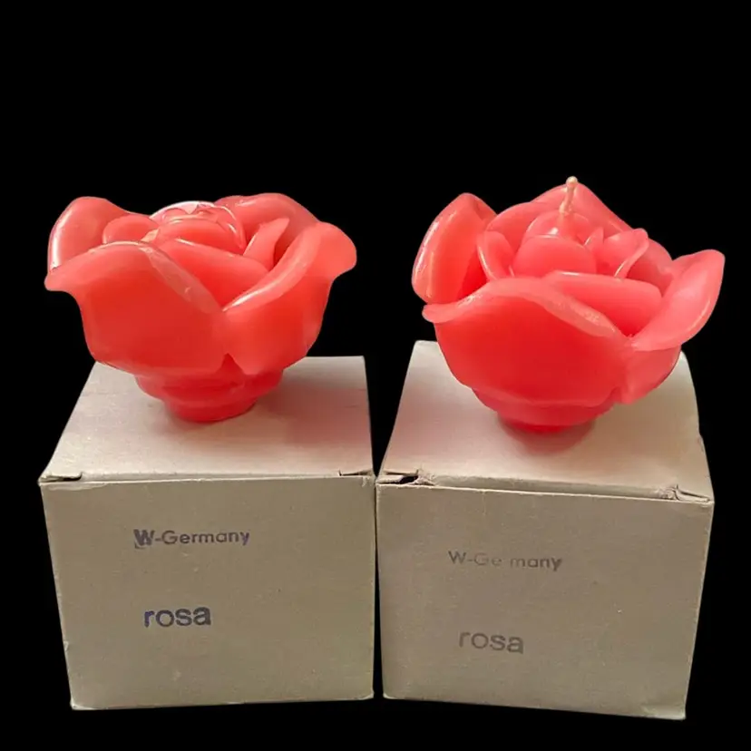 Rose Candle W. Germany Floating Candles Pair