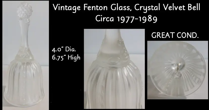 Vintage Fenton Crystal Velvet Glass Bell